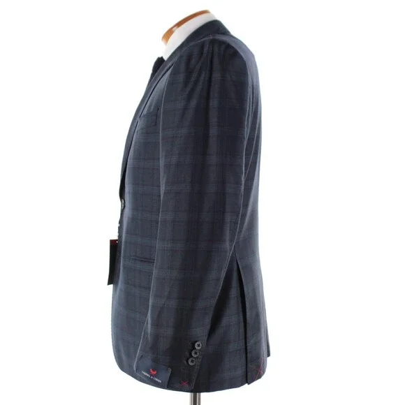 Cardinal of Canada NWT Wool Sport Coat Size 40S US In Dark Green w/ Navy Plaid